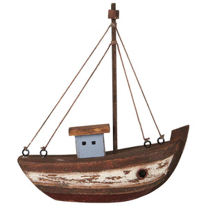 Skib med blåt hus fra Ib Laursens Nautico serie
