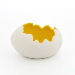 Æggeskal i porcelæn hvid og gul
