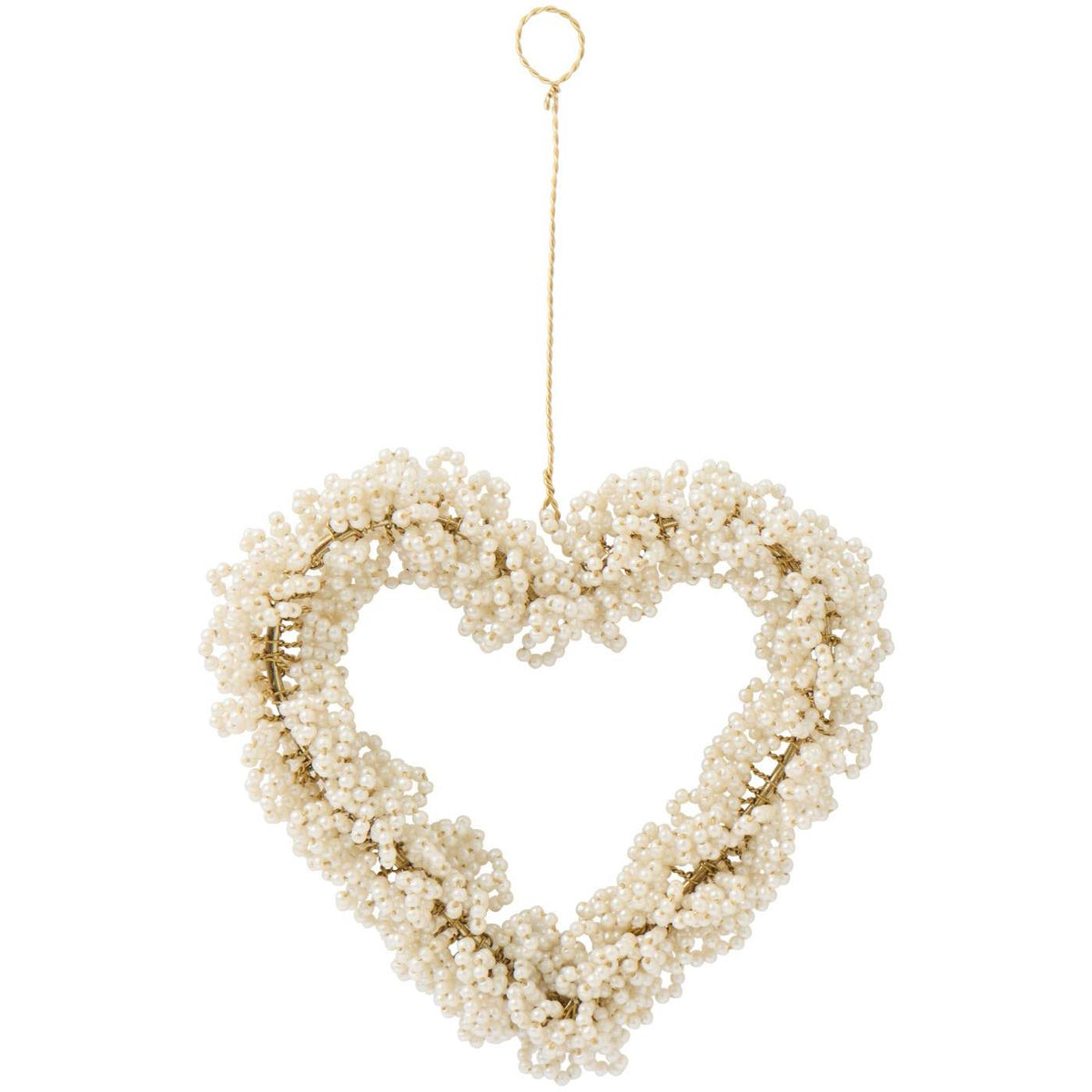 Hanging heart ornament with white beads from Ib Laursen