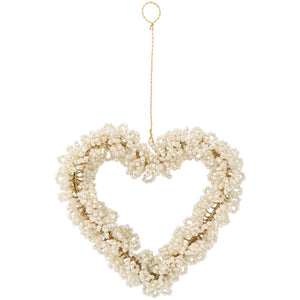 Hanging heart ornament with white beads from Ib Laursen
