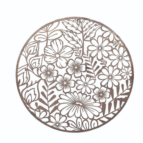 Rund vægdekoration med blomster