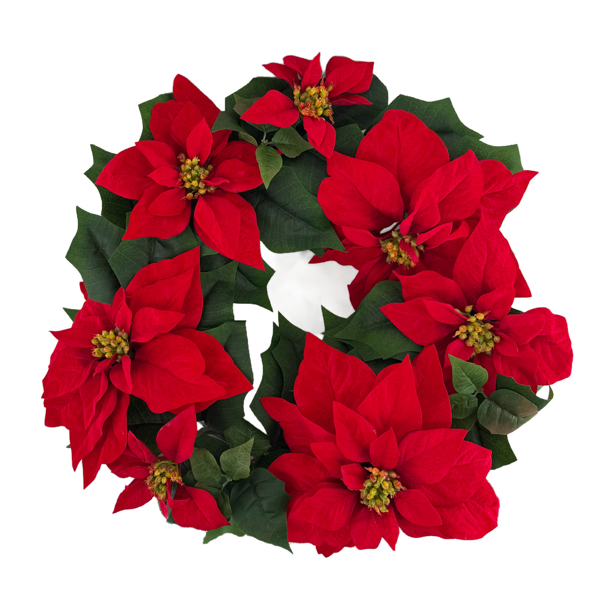 Wreath with red poinsettias, 60 cm diameter, for hanging