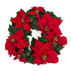 Wreath with red poinsettias, 60 cm diameter, for hanging