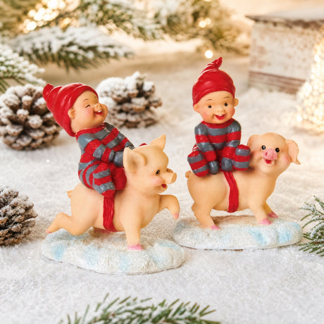 BABY ELF ON PIGLET