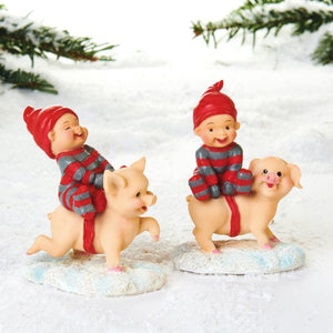 Baby gnome on a pig