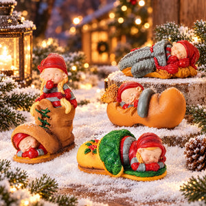 Baby elf sleeping in shoes / mittens