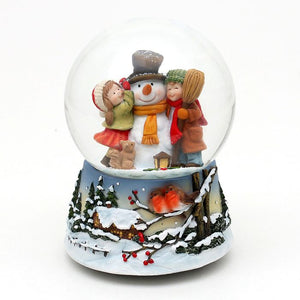Snowman with children snow globe 