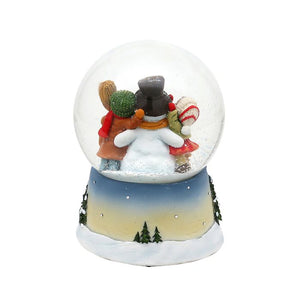 Snowman with children snow globe 