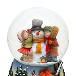 Snowman with children snow globe 