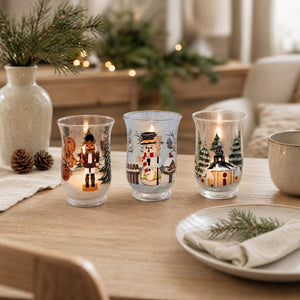 Large tealight candle holder with winter motif