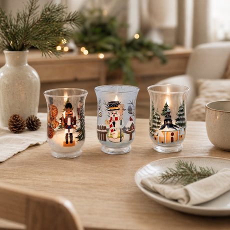 Large tealight candle holder with winter motif