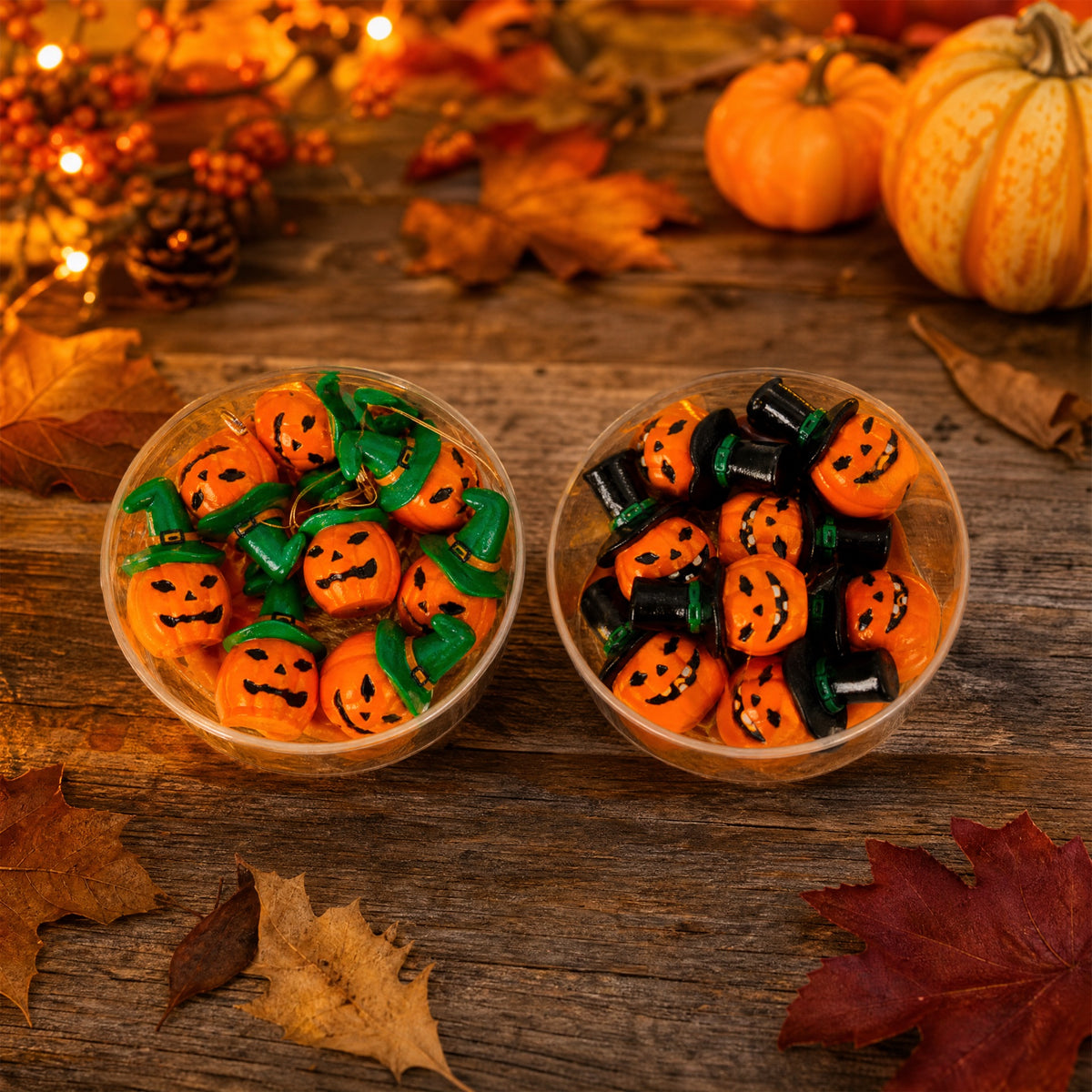 Pumpkin heads with top hats