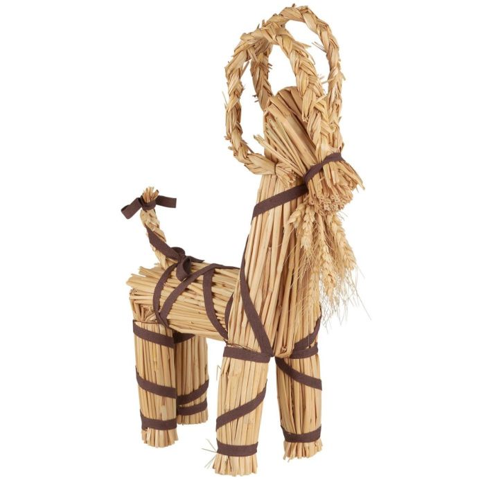 Julebuk m/brunt bånd og skæg 44 cm høj
