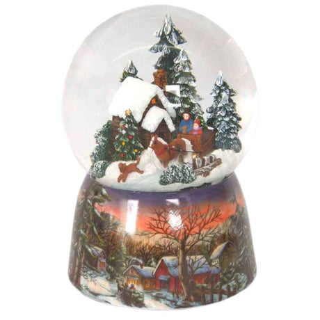 Snekugle med hus og hestevogn