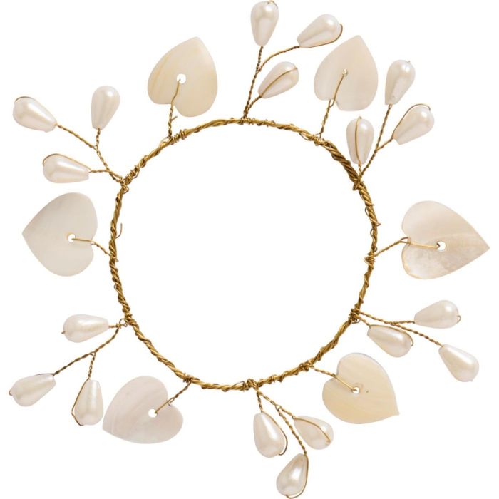 Krans mini m/hvide hjerteperler