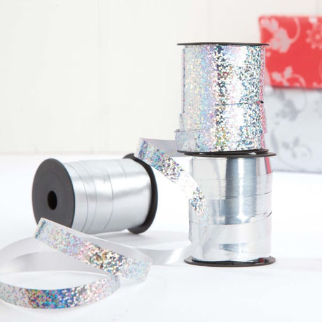 Sølvfarvet gavebånd