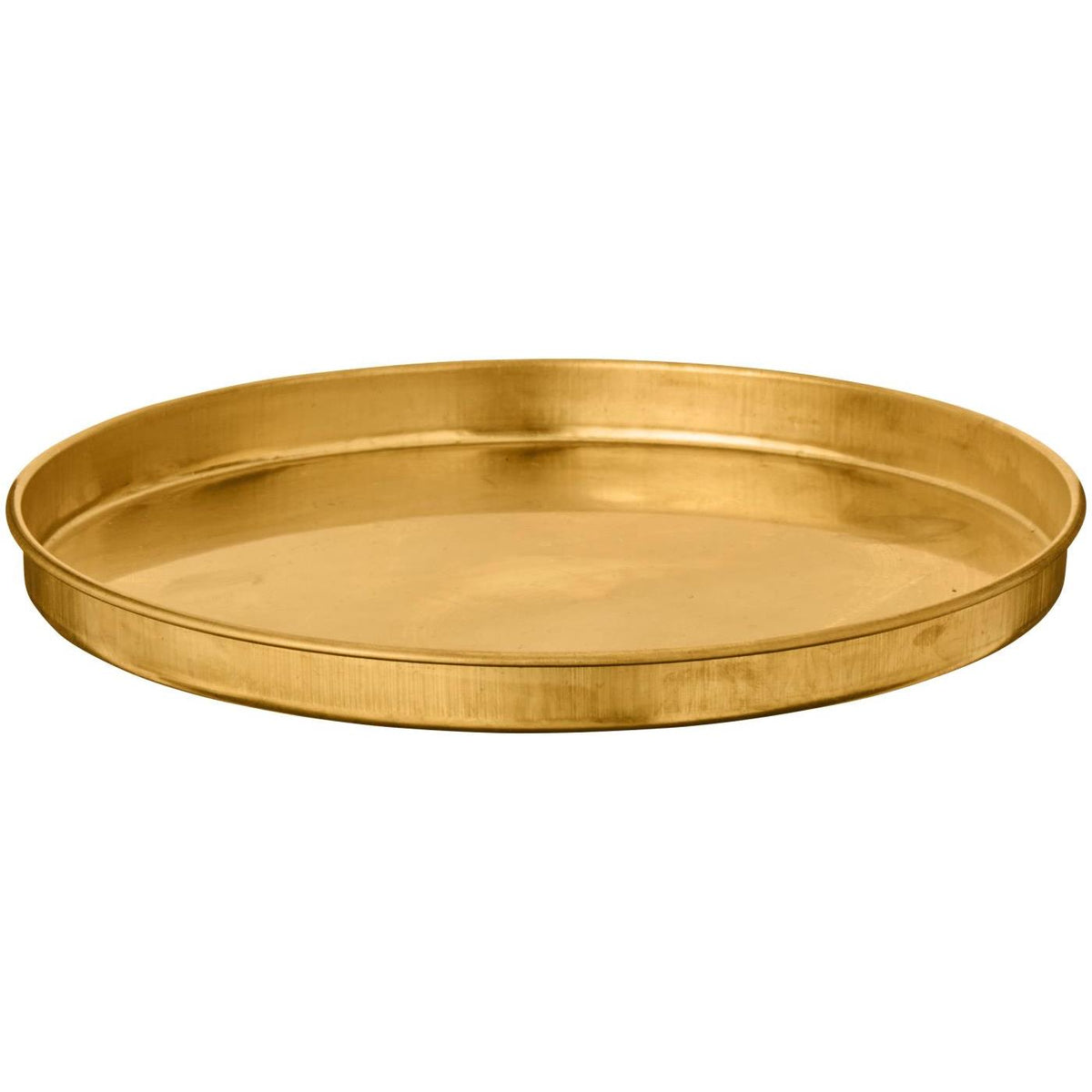 Round brass candle tray with low rim from Ib Laursens Gloria-serie, diameter 15.5 cm