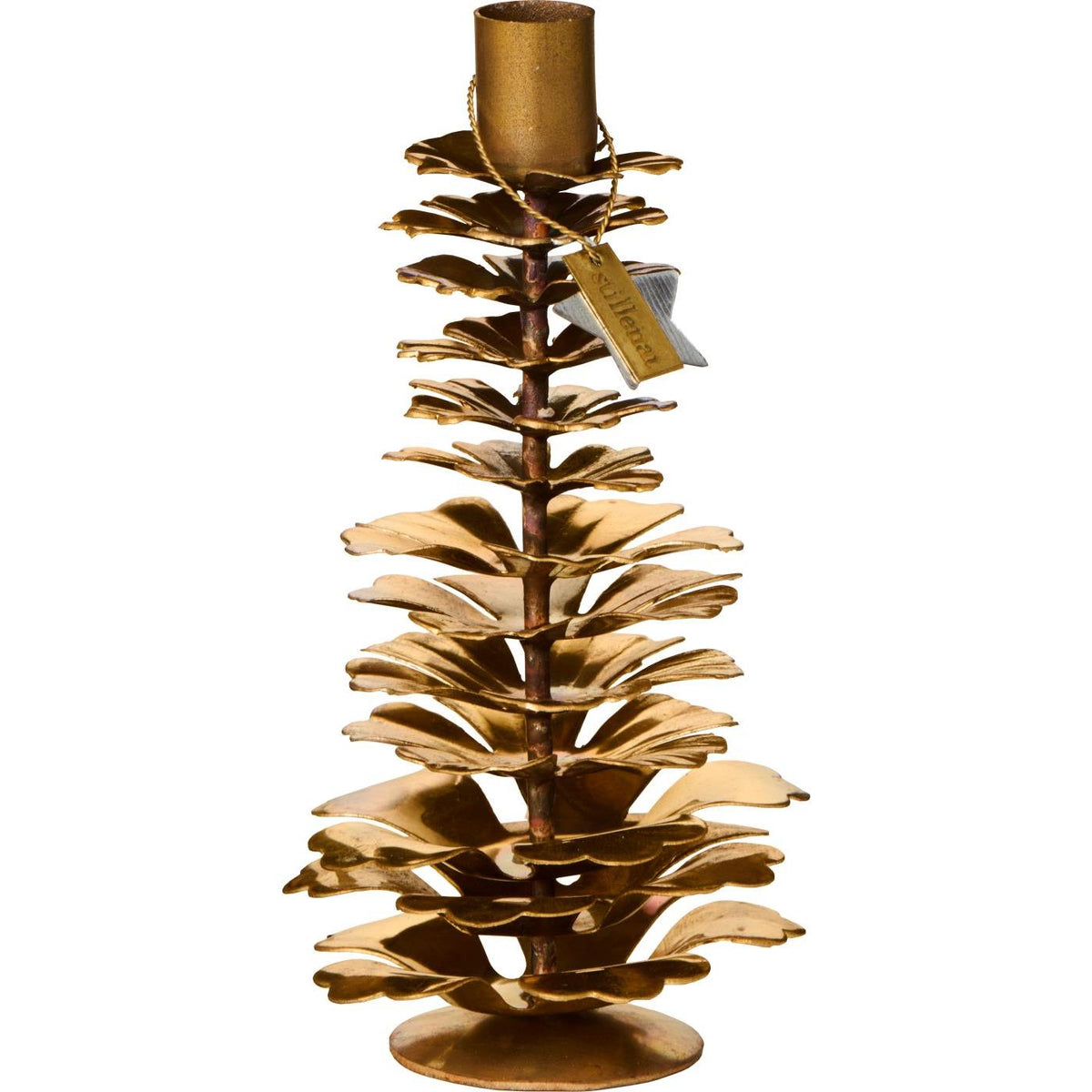 Pinecone candle holder for taper candles, 13.5 cm tall, brass, from Ib Laursen