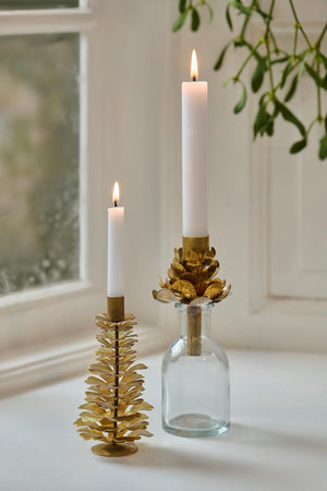 Pinecone candle holders in brass from Ib Laursen