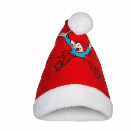 FELT SANTA HAT WITH BRAMMING ELVES