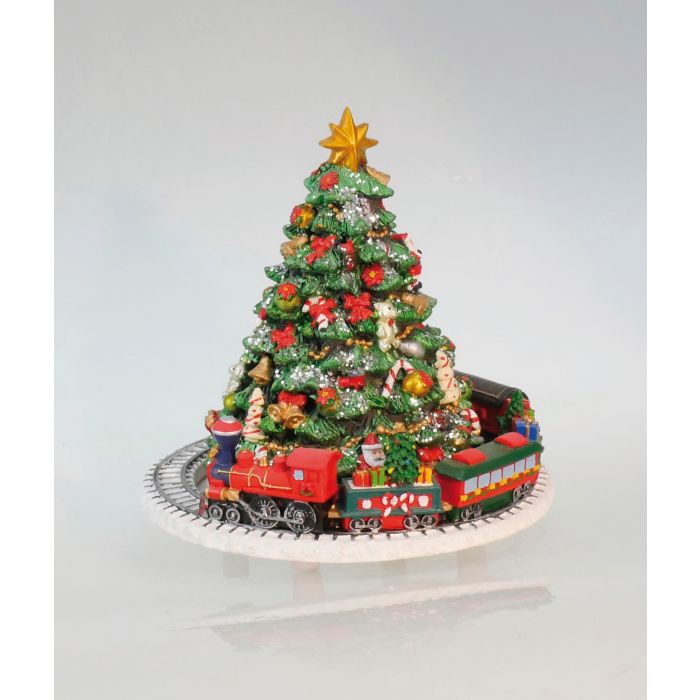 Music box with Christmas tree and train