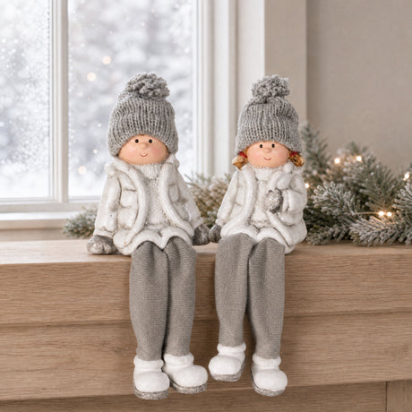 Winter children with hanging legs