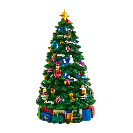 Spilledåse Juletræ med pynt 34 cm højt