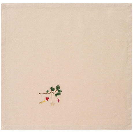Tradition cloth napkin with pine branch and hanging Christmas decoration from Ib Laursen