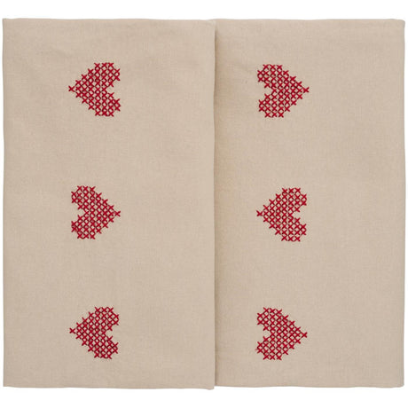 Tradition tablecloth with red cross-stitched hearts in rows from Ib Laursen
