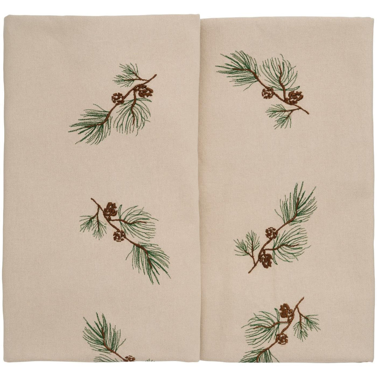 Linen-colored rectangular tablecloth with a row of pine branches and cones from Ib Laursen