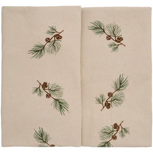 Linen-colored rectangular tablecloth with a row of pine branches and cones from Ib Laursen