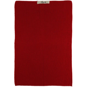 Knitted Mynte towel from Ib Laursen in the deep red Strawberry color, made from 100% organic cotton