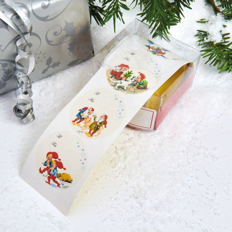 Klæbegavemærker på rulle Vilhelm Hansen