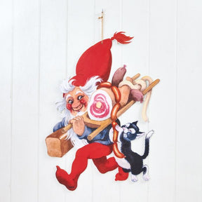 Nisse med julemad i træ