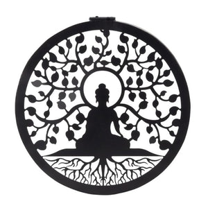 Wall decoration with Buddha and solar-powered LED lights