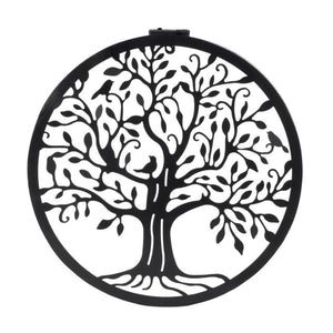 Wall decoration with Tree of Life and solar-powered LED lights