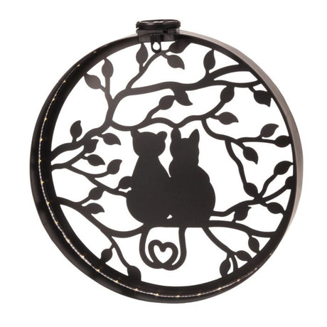 Vægdekoration med katte og solcelledrevne LED-lys