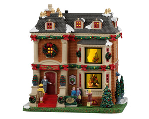 Garden Club Christmas Party hus med lys til juleby fra Lemax