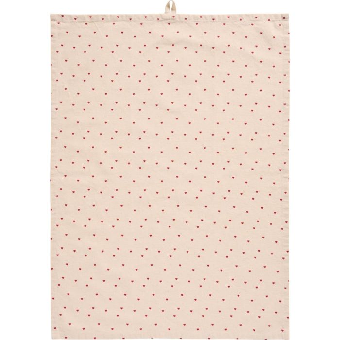 Viskestykke natur m/røde hjerter