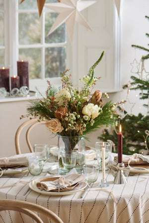Valentina Tablecloth with Brown Hearts in a Row 150 cm x 250 cm