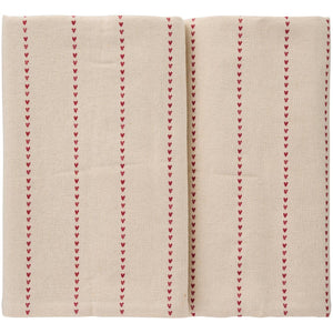 Dug Valentina med røde hjerter på stribe 150 cm x 250 cm fra Ib Laursen