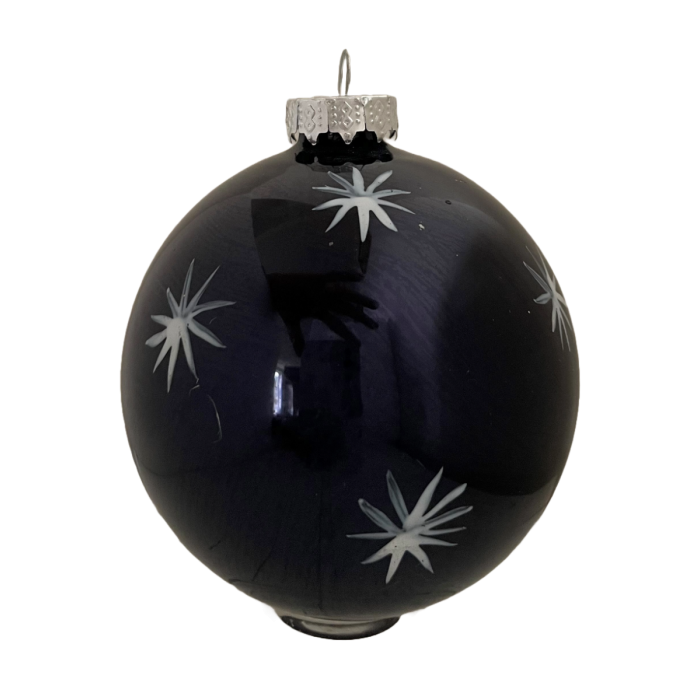 Christmas bauble black & matt silver 8 cm in dia