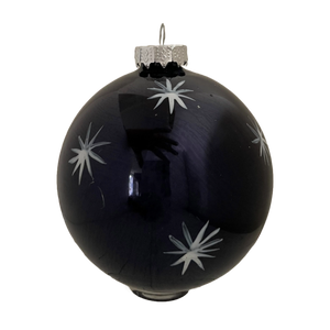 Christmas bauble black & matt silver 8 cm in dia