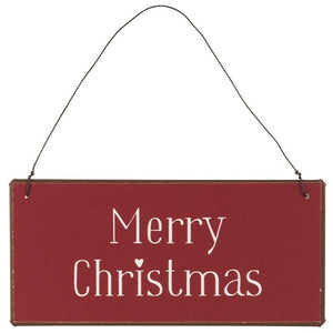 Metalskilt Merry Christmas rødt