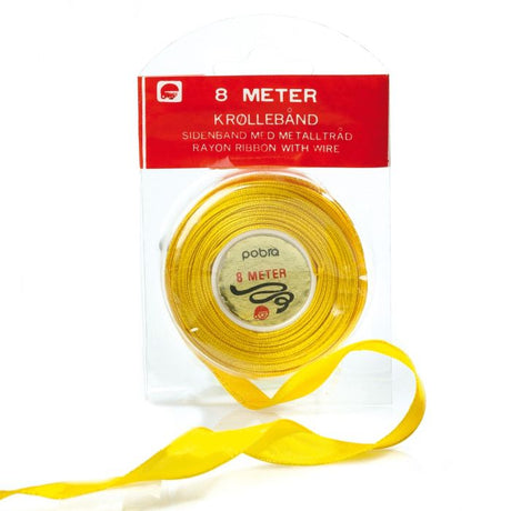 Dekorationsbånd gult med metaltråd.