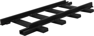 Close-up of Lionel straight plastic train track