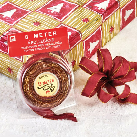 Krølbånd rød/guldfarvet