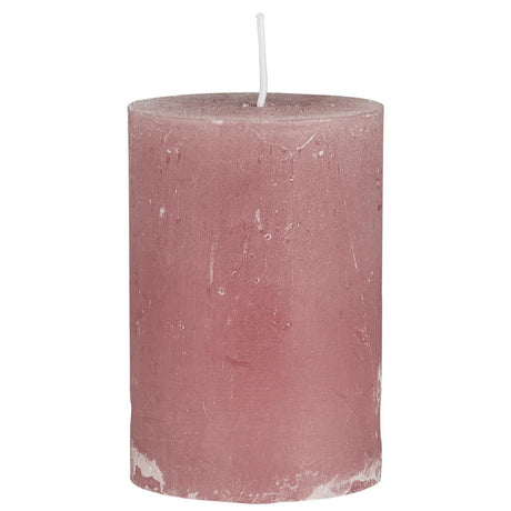 Rustic pink-mauve pillar candle, 10 cm high, from Ib Laursen