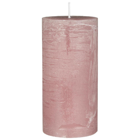 Rustic block candle, mauve-pink, 14 cm tall, from Ib Laursen