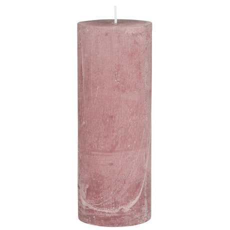 Rustic block candle in rose-mauve, 18 cm high, from Ib Laursen